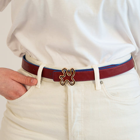 REVERSIBLE BELT STRAP // Red & blue