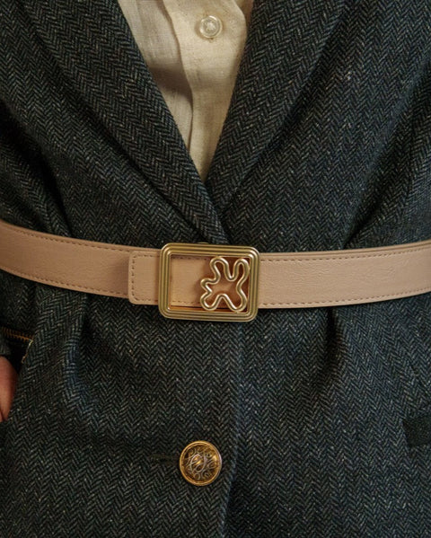 REVERSIBLE BELT STRAP // Light brown & beige