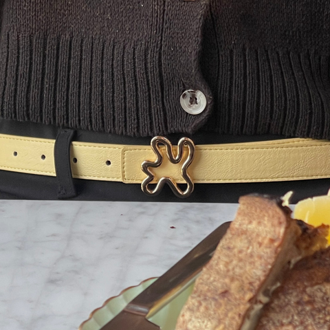 REVERSIBLE BELT STRAP // Butter Yellow & Cream