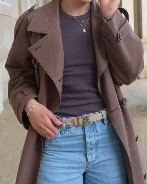 REVERSIBLE BELT STRAP // Light brown & beige