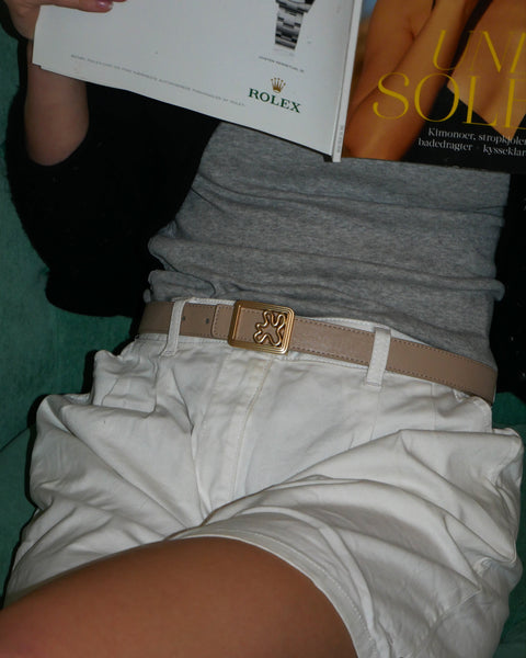 REVERSIBLE BELT STRAP // Light brown & beige