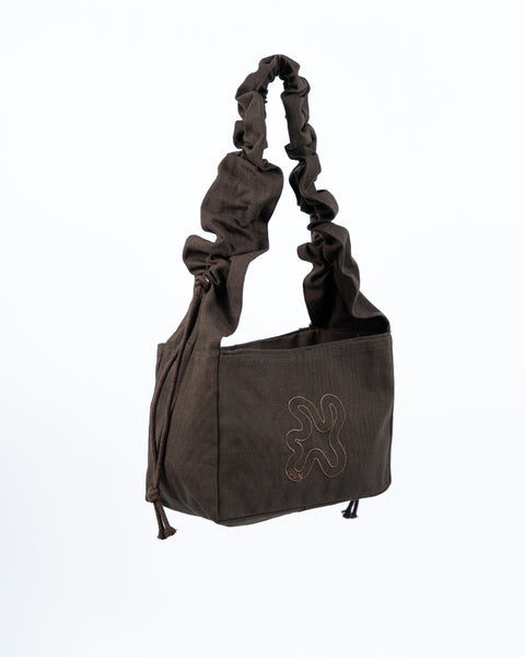 BROWN // RUFFLE MINI SHOPPER
