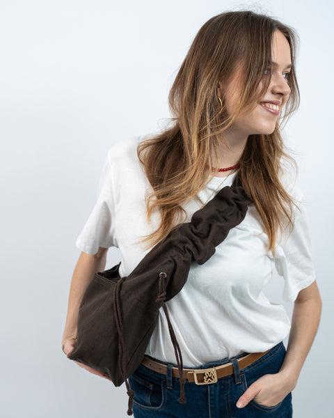 BROWN // RUFFLE MINI SHOPPER