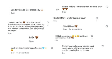 Kommentarer fra community angående Shield ønsker. Ønsker om Midi og Brown. 