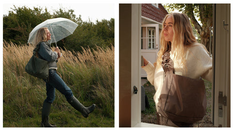 Shield kollektion. Vandafvisende, vendbar og justerbar ruffle strop. Ny shopper kollektion, 3 farver, 3 forskellige størrelser.