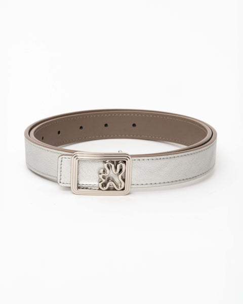 REVERSIBLE BELT STRAP // SILVER  & GREY