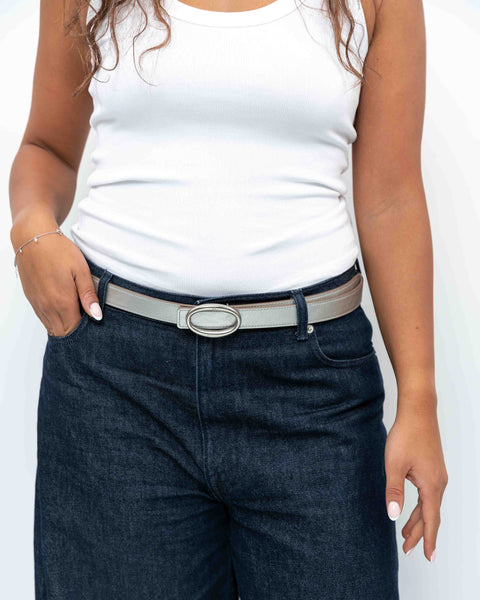 REVERSIBLE BELT STRAP // SILVER  & GREY