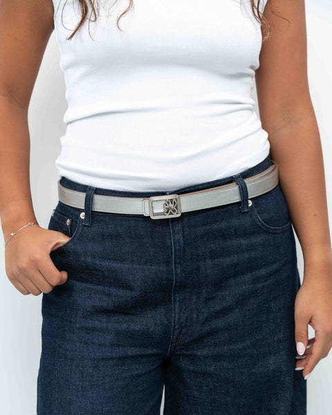 REVERSIBLE BELT STRAP // SILVER  & GREY