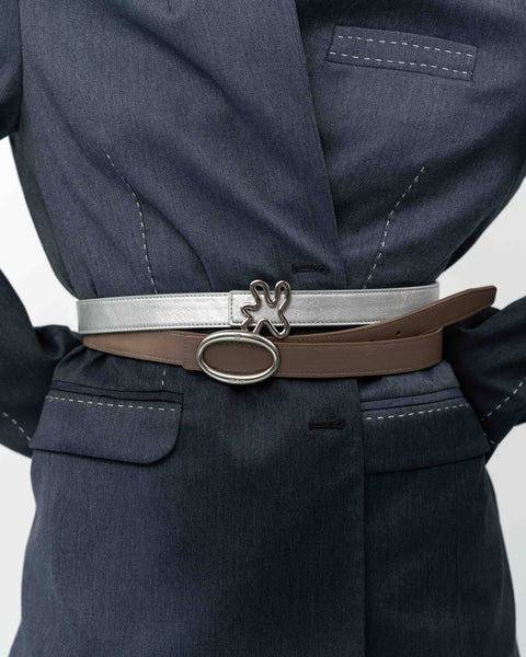 REVERSIBLE BELT STRAP // SILVER  & GREY