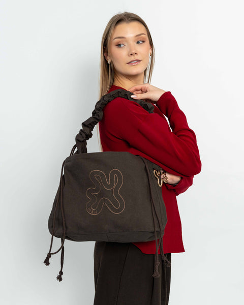 BROWN // RUFFLE MIDI SHOPPER