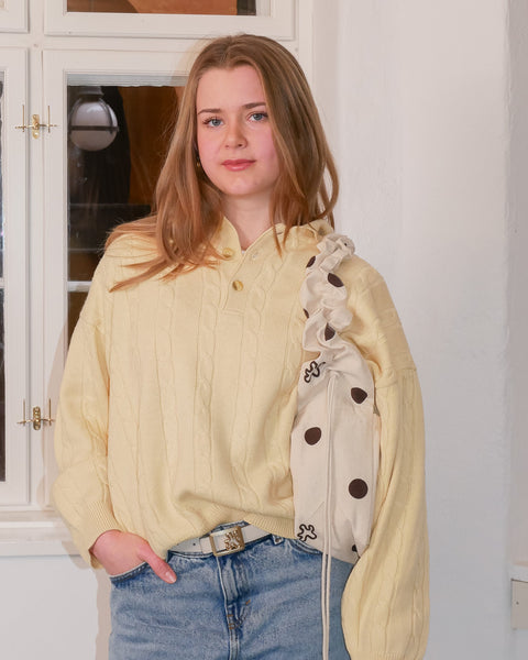 RUFFLE MINI SHOPPER // BROWN DOTS