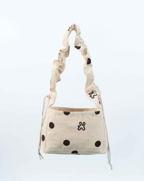 RUFFLE MINI SHOPPER // BROWN DOTS