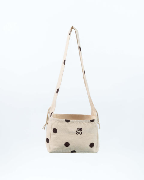 RUFFLE MINI SHOPPER // BROWN DOTS