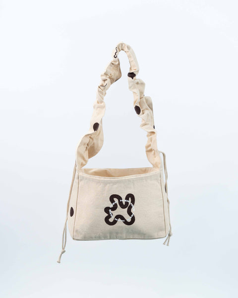 RUFFLE MINI SHOPPER // BROWN DOTS