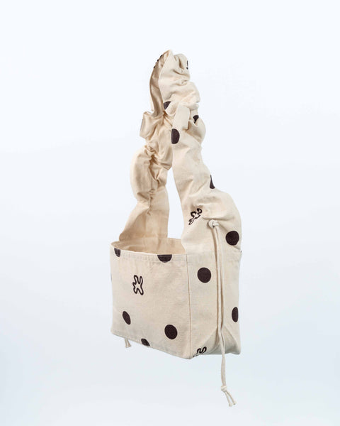 RUFFLE MINI SHOPPER // BROWN DOTS
